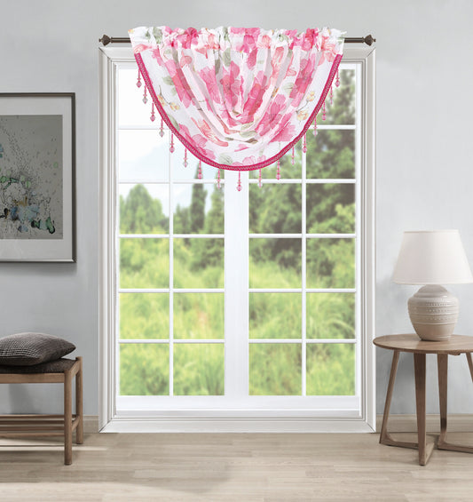 Anika Floral Sheer Waterfall Valance - Stylish Curtains