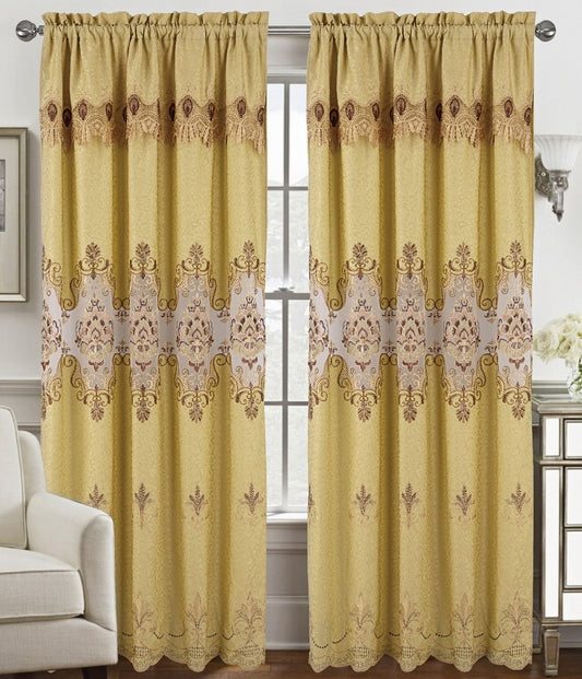 Arabella Macrame Jacquard Curtain with Attached Valance - Stylish Curtains