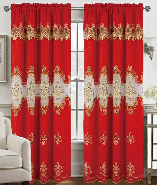 Arabella Macrame Jacquard Curtain with Attached Valance - Stylish Curtains