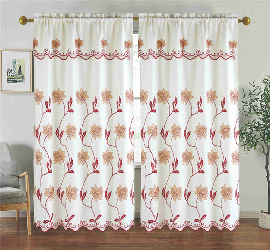 Layla Embroidery Curtain with Attached Valance - Stylish Curtains