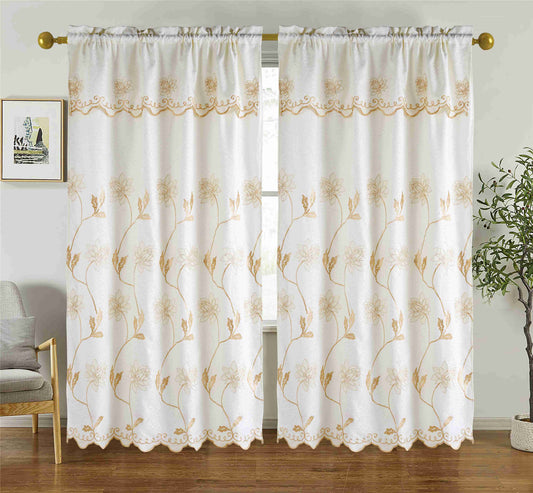 Layla Embroidery Curtain with Attached Valance - Stylish Curtains