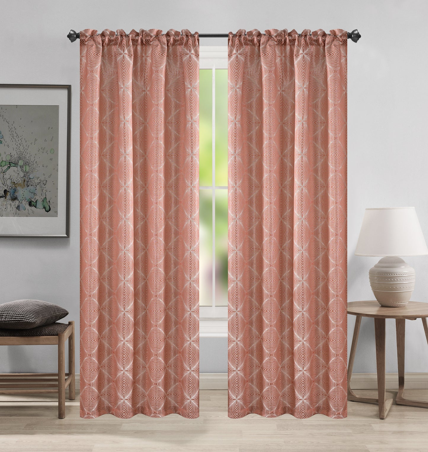 Margo Jacquard Rod Pocket Curtain Panel – 1 Piece (54 x 84 in) - Stylish Curtains