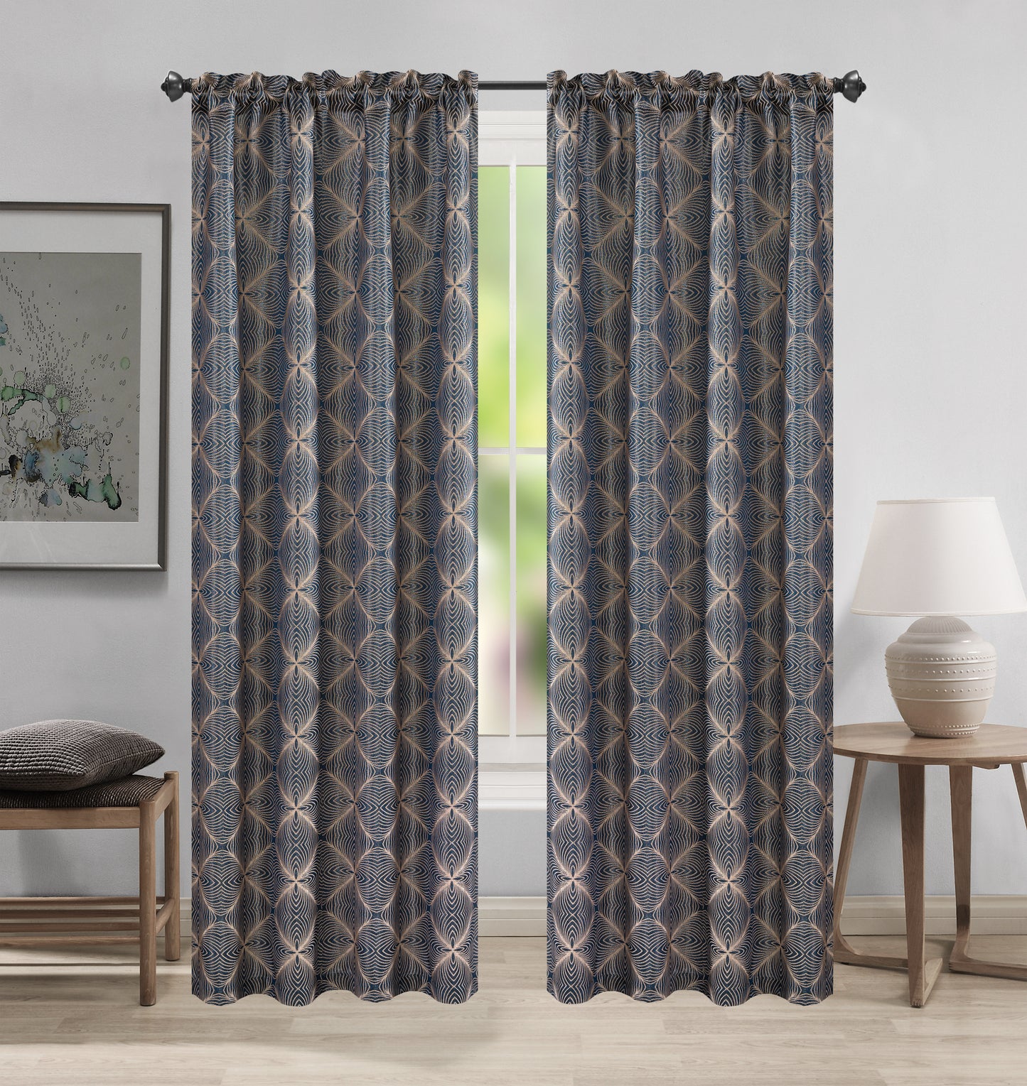 Margo Jacquard Rod Pocket Curtain Panel – 1 Piece (54 x 84 in) - Stylish Curtains