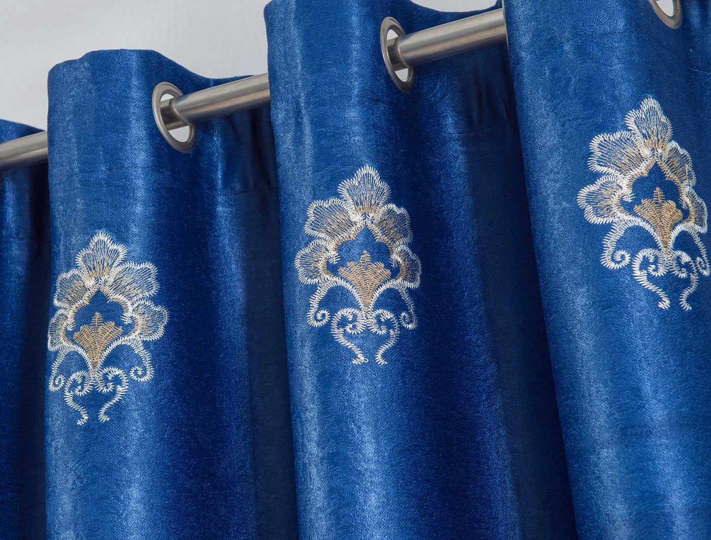 Jennifer Grommet Velvet Embroidered Curtain Panel – Luxurious & Elegant - Stylish Curtains