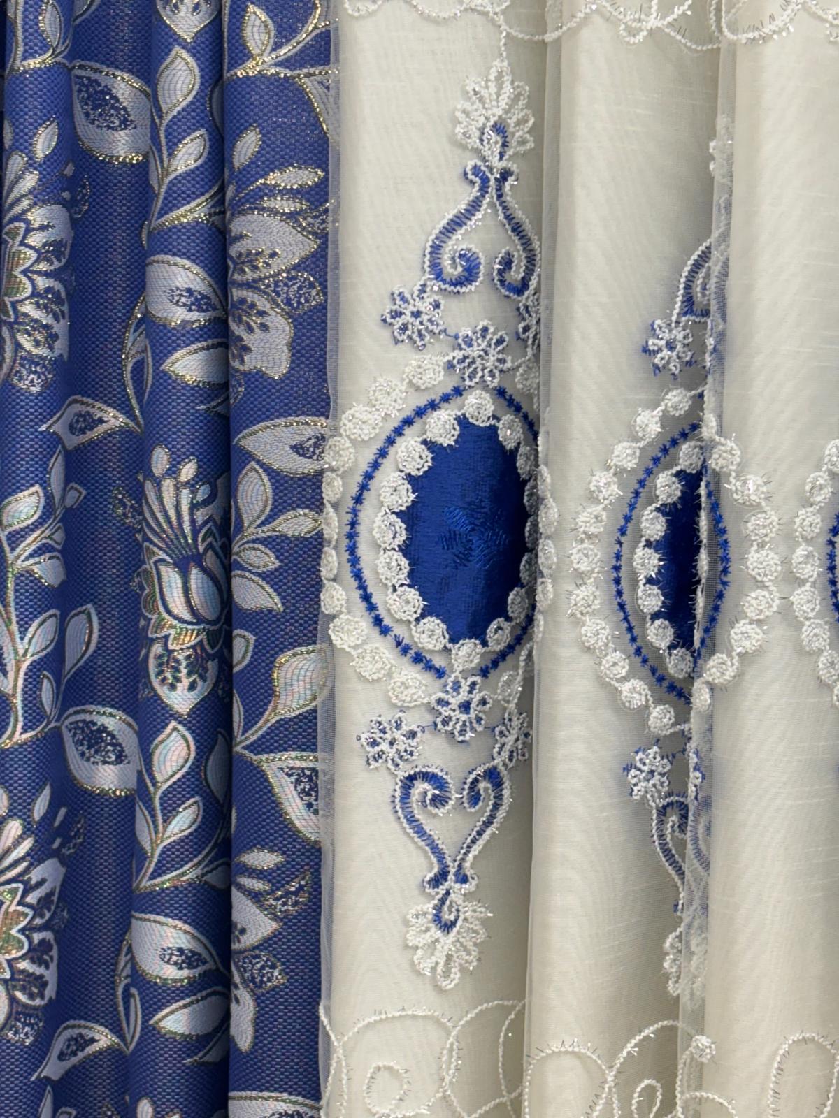 Magnolia Navy Blue 7-Piece Curtain Set - Stylish Curtains