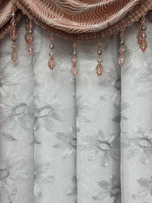 Margo 7-Piece Luxury Curtain Set With Sariyah Center Panel & Backing – Blush