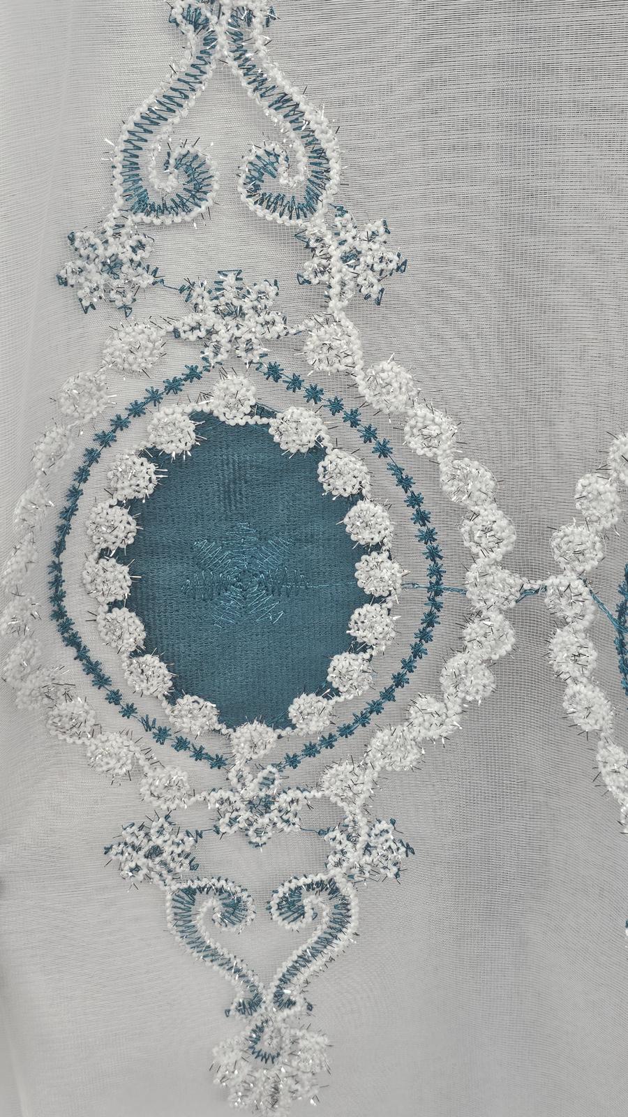 Regency Blossom Teal 11 Piece Curtain Set | Luxury Floral Window Treatment with Veronica Embroidered Panels