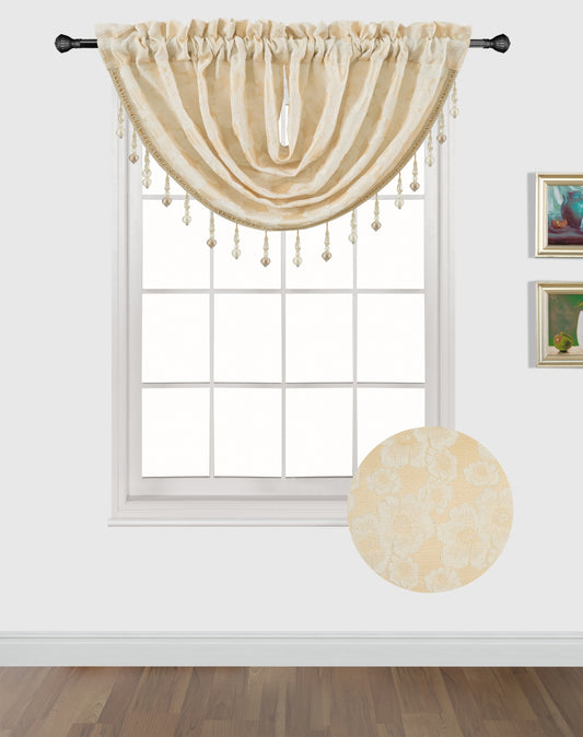 Yara Jacquard Waterfall Valance | Elegant Window Topper - Stylish Curtains