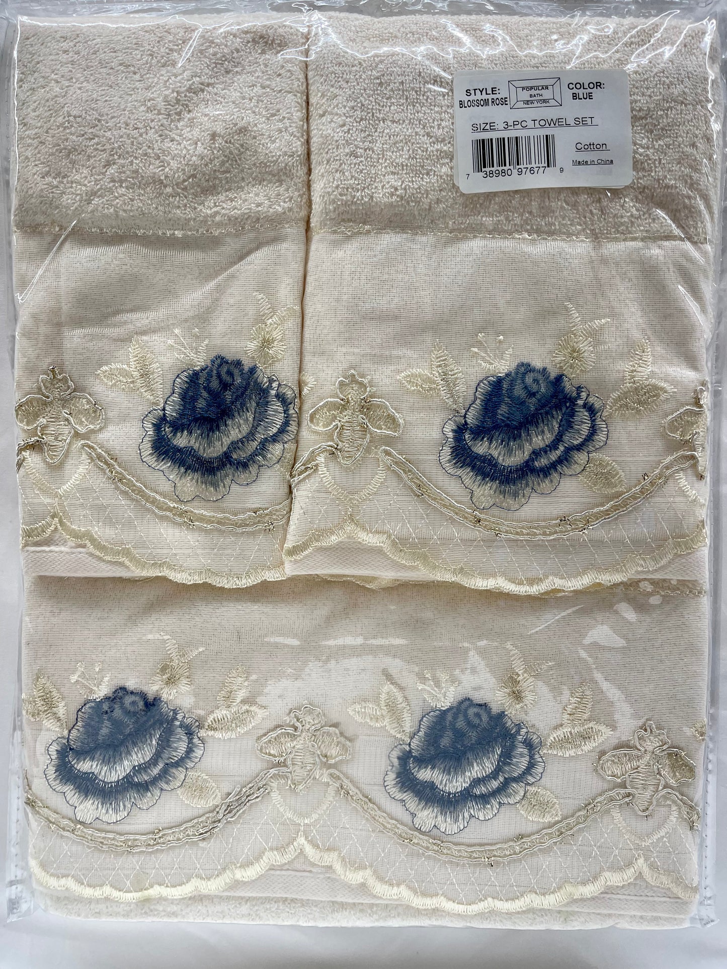 Popular Bath Embroidered 3 Piece Bath Towel Set - Stylish Curtains