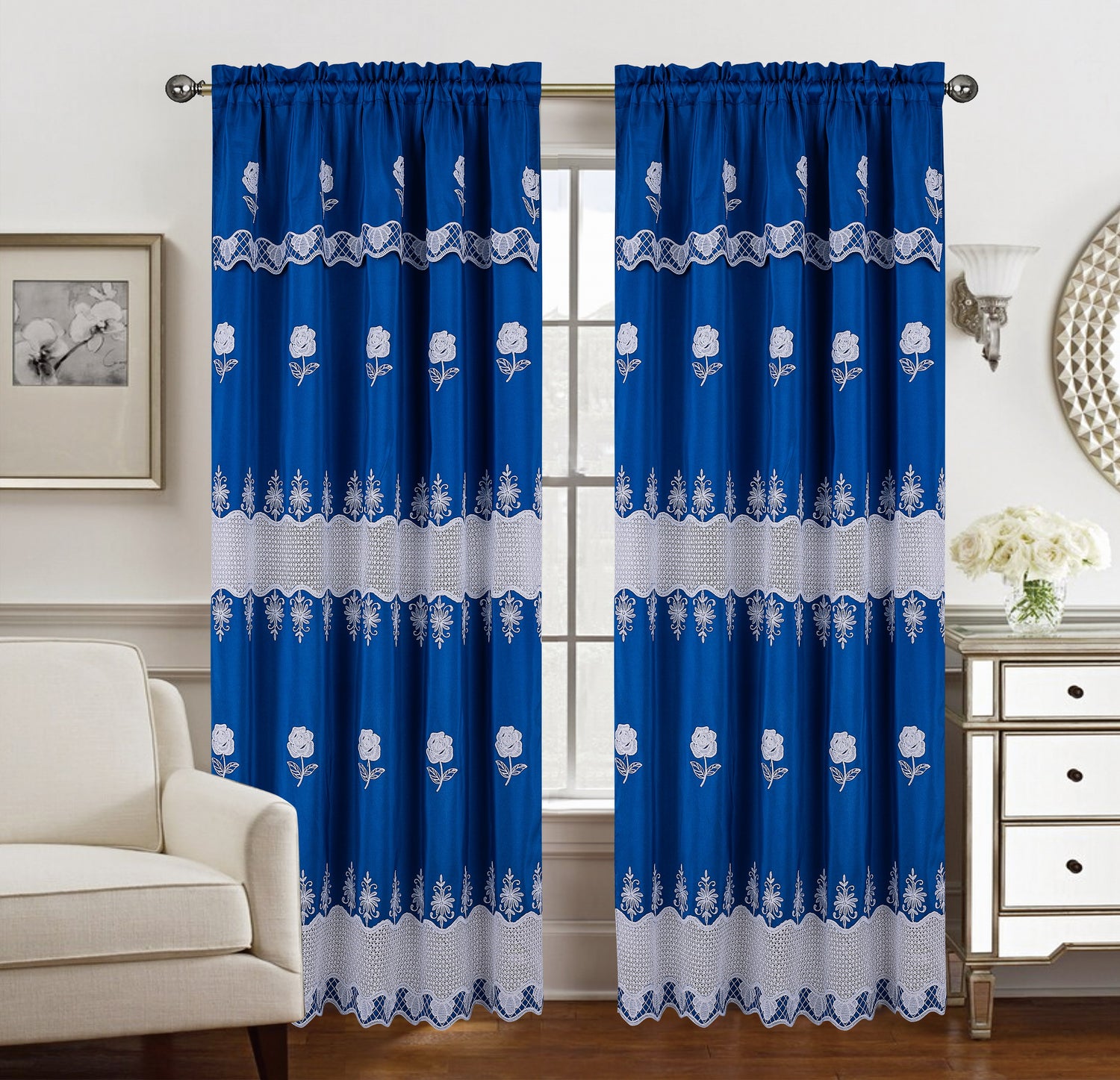Alyssa Macrame Jacquard Curtain With Attached Valance - Stylish Curtains