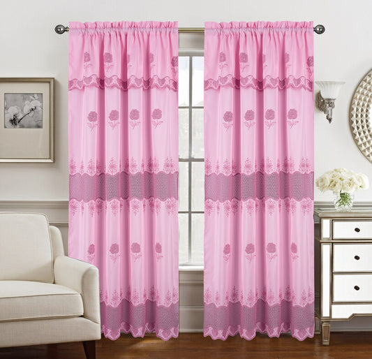 Alyssa Macrame Jacquard Curtain With Attached Valance - Stylish Curtains