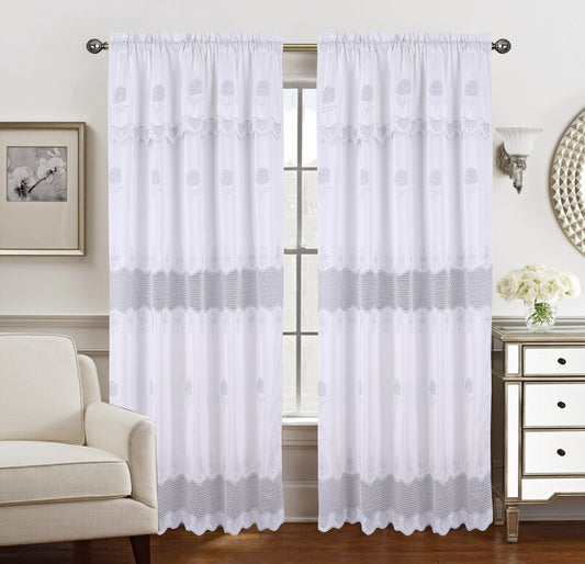 Alyssa Macrame Jacquard Curtain With Attached Valance - Stylish Curtains