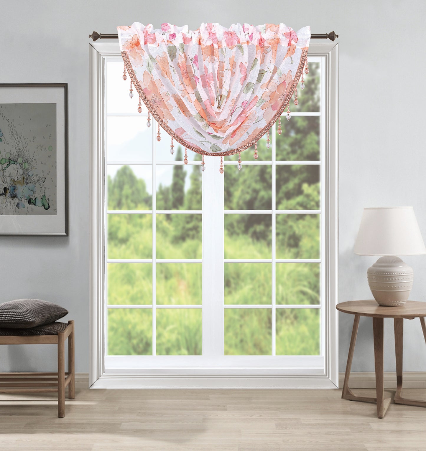 Anika Floral Sheer Waterfall Valance - Stylish Curtains