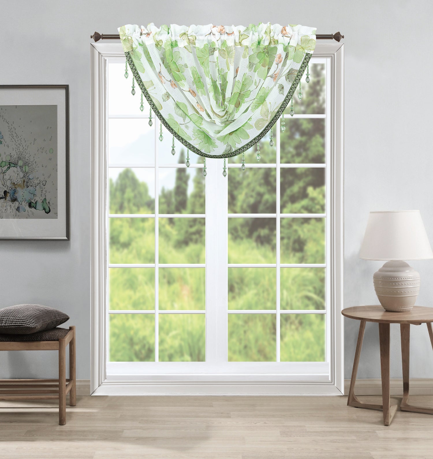 Anika Floral Sheer Waterfall Valance - Stylish Curtains