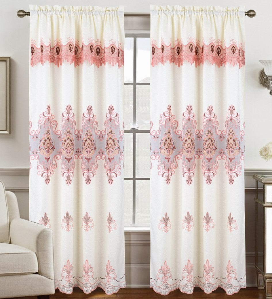 Arabella Macrame Jacquard Curtain with Attached Valance - Stylish Curtains