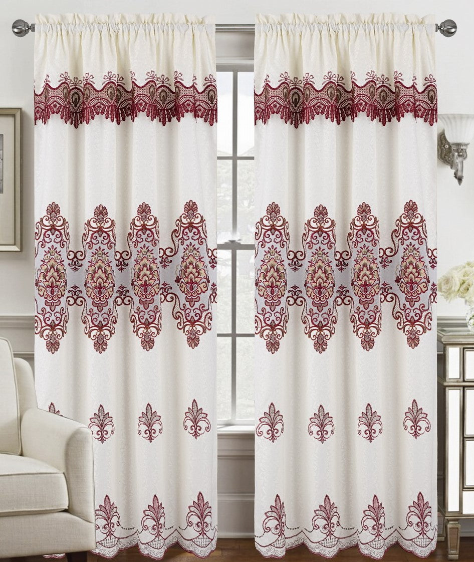 Arabella Macrame Jacquard Curtain with Attached Valance - Stylish Curtains