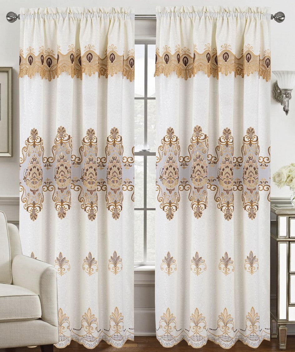 Arabella Macrame Jacquard Curtain with Attached Valance - Stylish Curtains