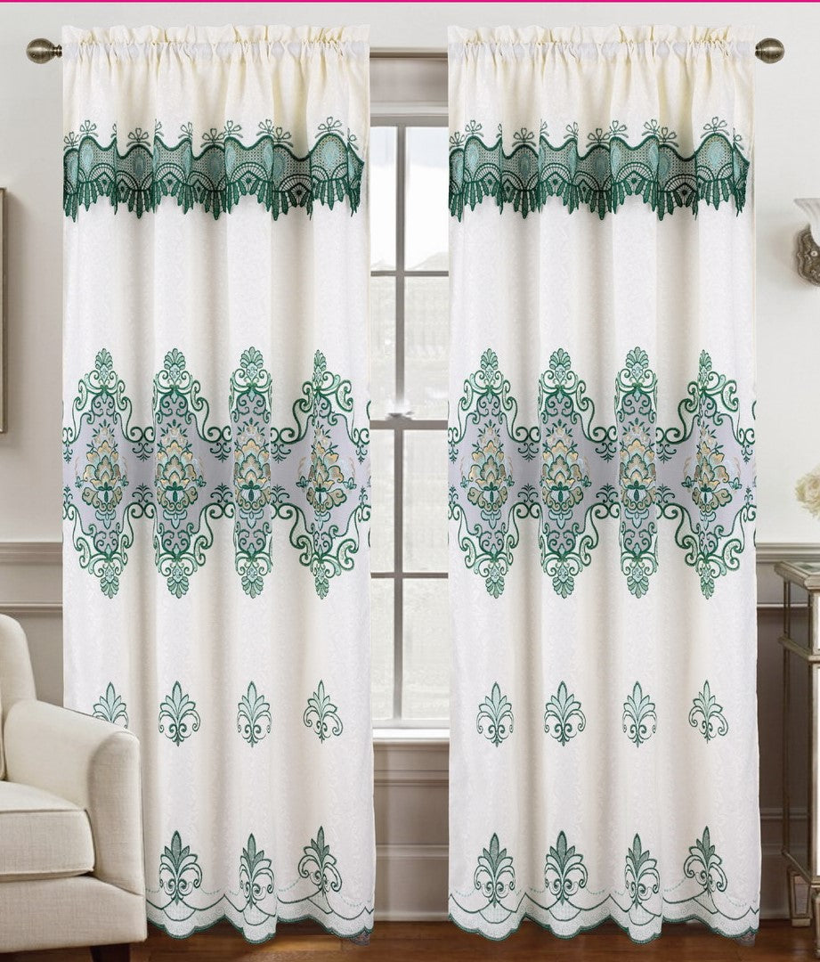 Arabella Macrame Jacquard Curtain with Attached Valance - Stylish Curtains