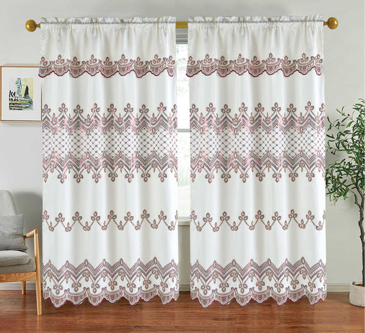 Brielle Embroidery Panel with Attached Valance - Stylish Curtains