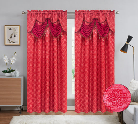 Sloane Jacquard Curtains with Attached Valance - Stylish Curtains