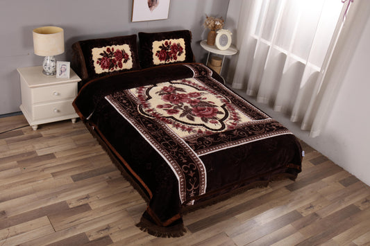 Luxury Floral 4-Piece King Size Blanket Set – Soft, Warm & Elegant Bedding - Stylish Curtains