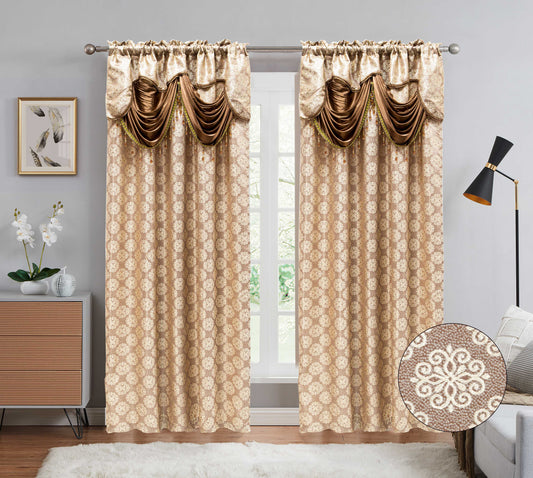 Sloane Jacquard Curtains with Attached Valance - Stylish Curtains
