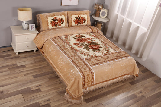 Luxury Floral 4-Piece King Size Blanket Set – Soft, Warm & Elegant Bedding - Stylish Curtains