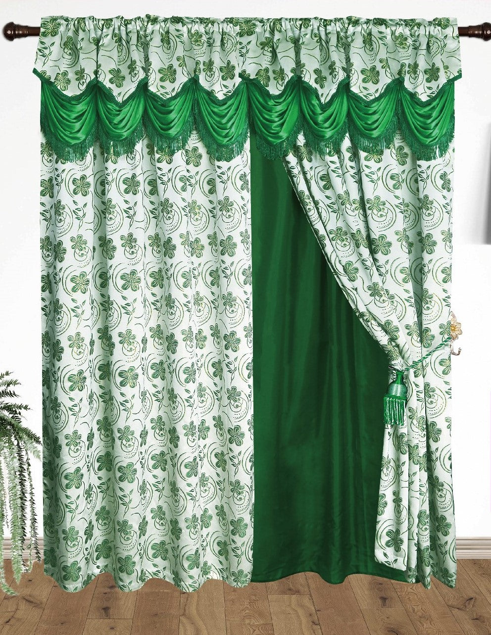 Devika Jacquard  Curtain with Attached Valance & Backing - Stylish Curtains
