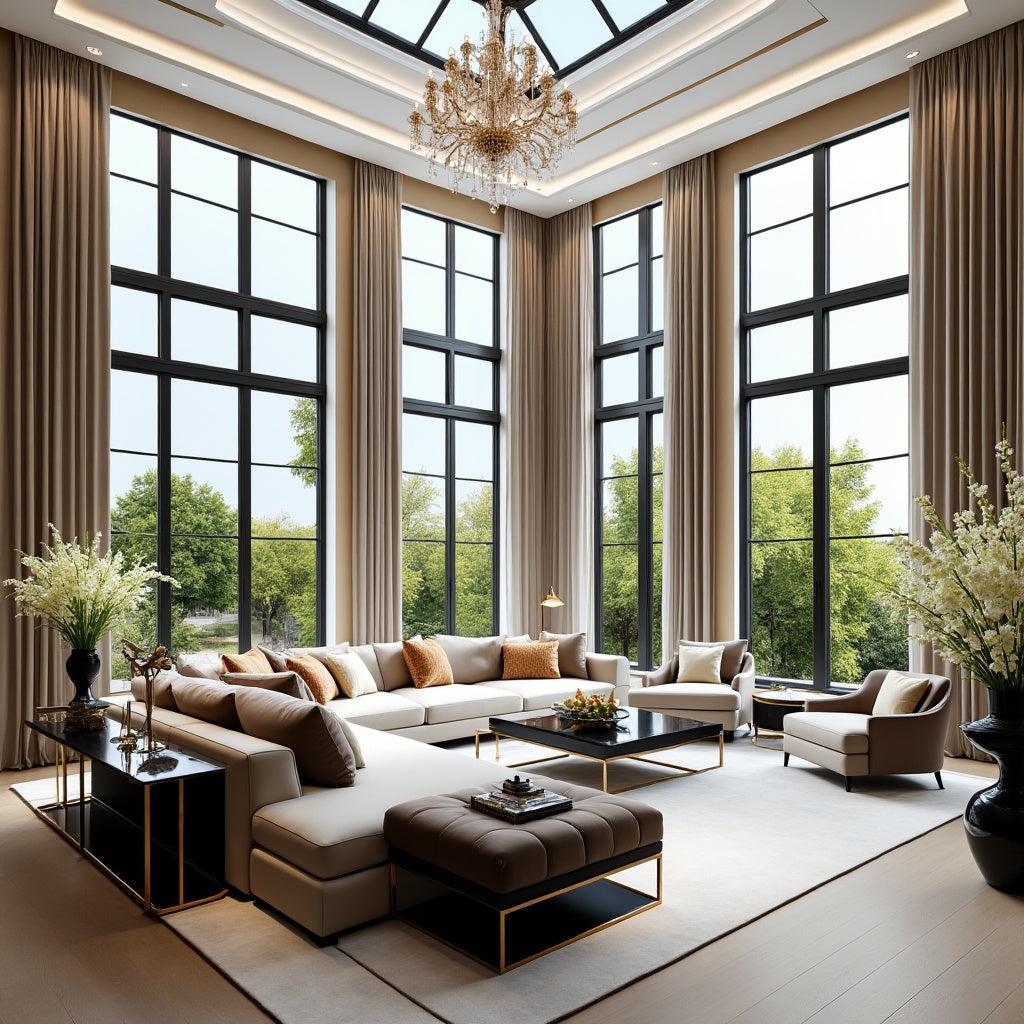 Elegant room with curtains fitted to a wide window