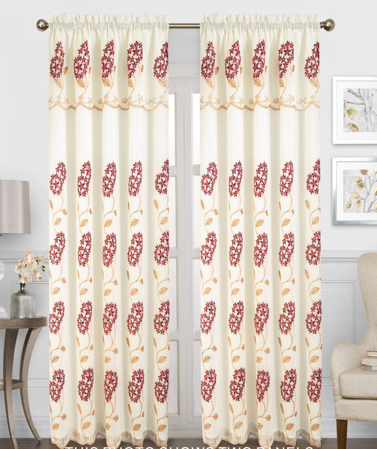 Gigi Embroidery Curtain With Attached Valance & Backing - Stylish Curtains