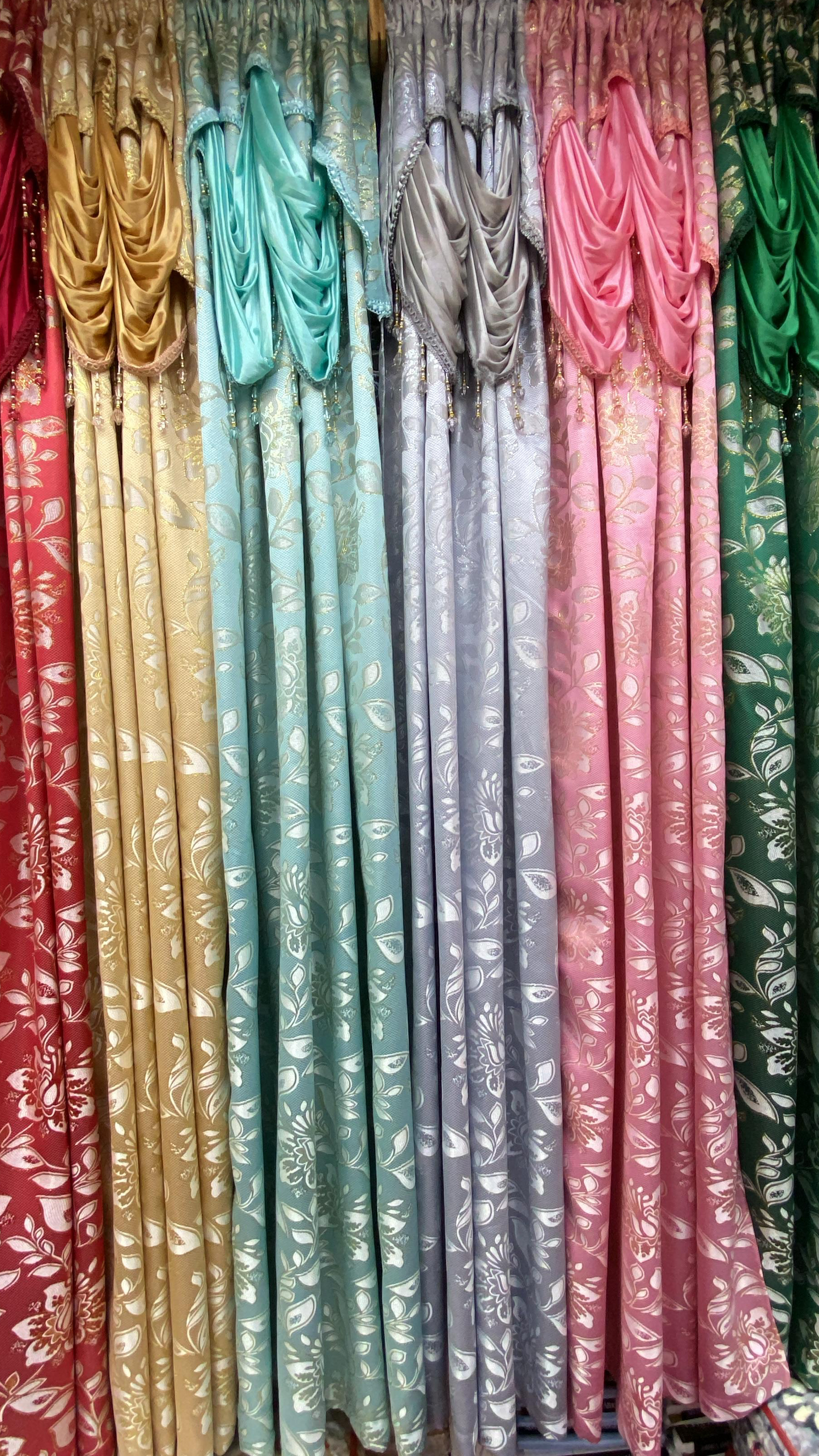 Bella Jacquard Window Curtain with Attached Valance - Stylish Curtains