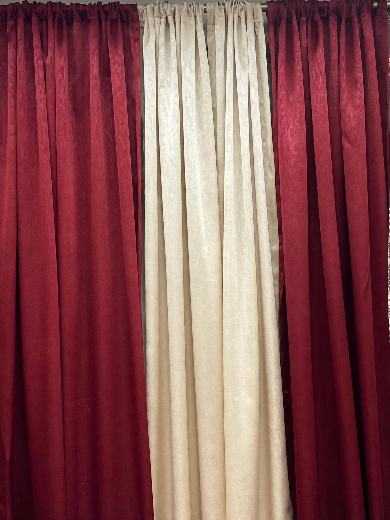 Luxury Regency Burgundy & Beige Curtain Set for Small Windows 36–46 Inch | Elegant Layered Window Drapes - Stylish Curtains
