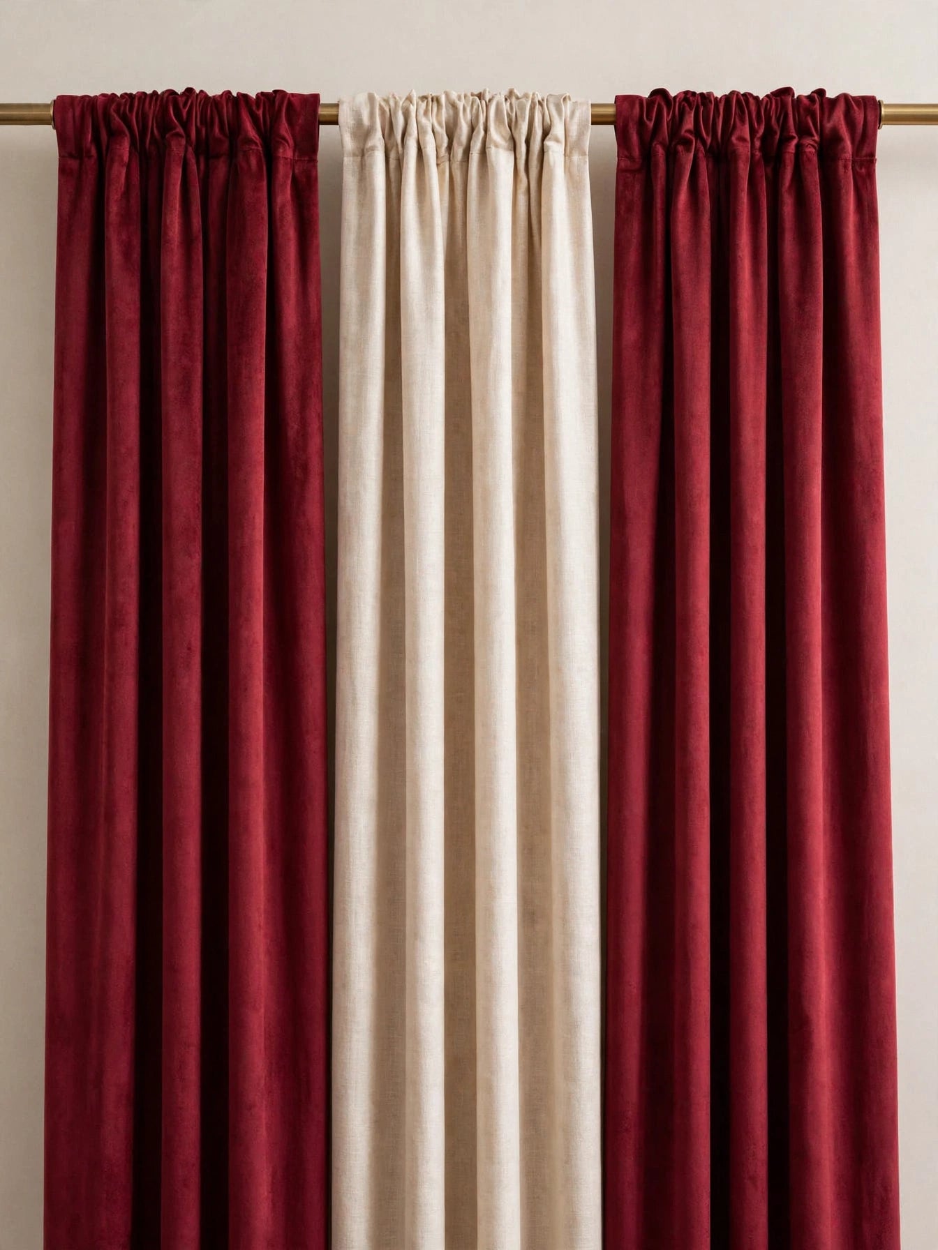 Luxury Regency Burgundy & Beige Curtain Set for Small Windows 36–46 Inch | Elegant Layered Window Drapes - Stylish Curtains