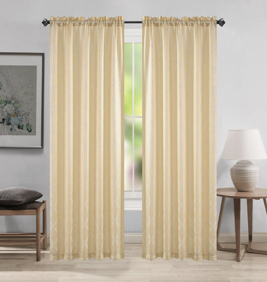 Margo Jacquard Rod Pocket Curtain Panel – 1 Piece (54 x 84 in) - Stylish Curtains