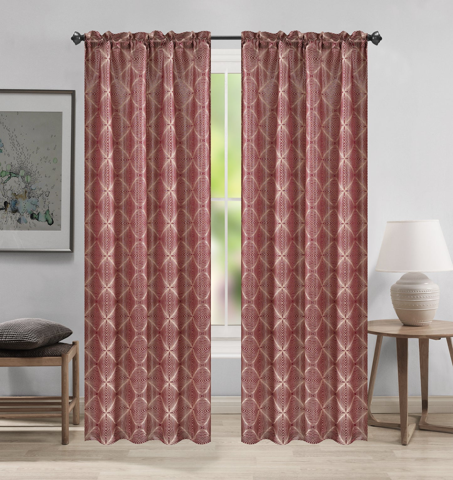 Margo Jacquard Rod Pocket Curtain Panel – 1 Piece (54 x 84 in) - Stylish Curtains