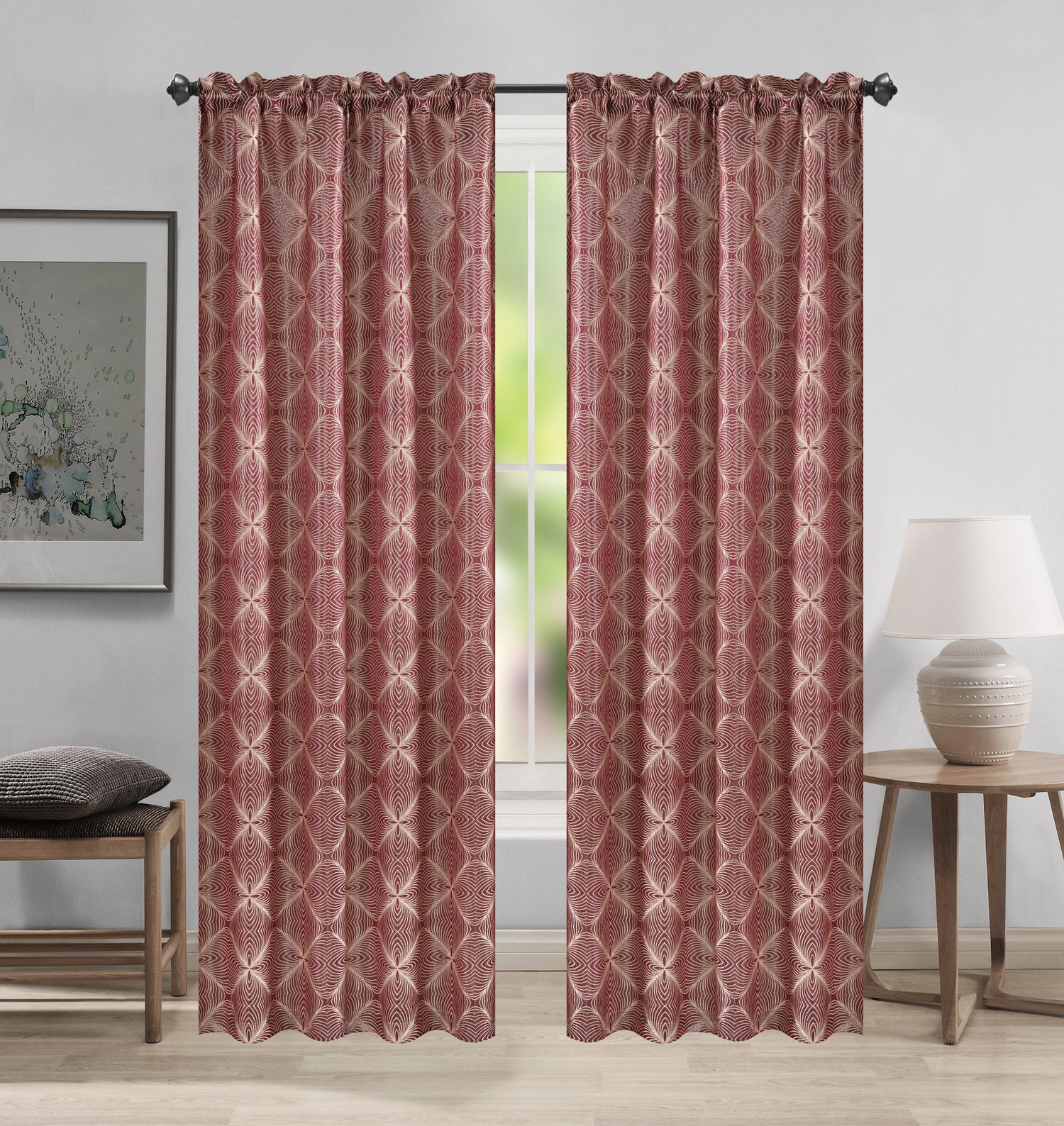 Margo Jacquard Rod Pocket Curtain Panel – 1 Piece (54 x 84 in) - Stylish Curtains