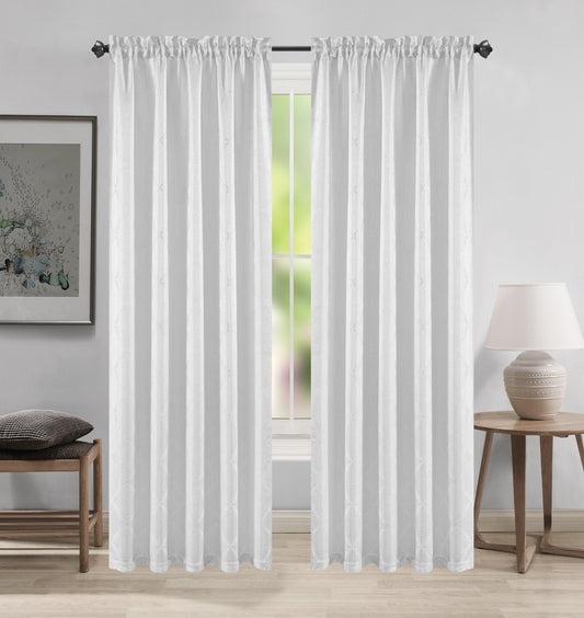 Margo Jacquard Rod Pocket Curtain Panel – 1 Piece (54 x 84 in) - Stylish Curtains