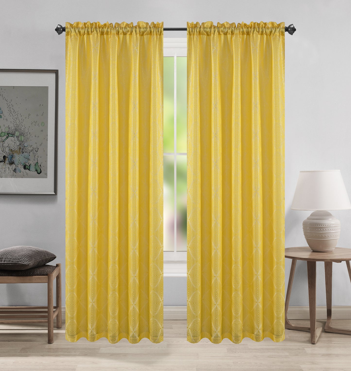Margo Jacquard Rod Pocket Curtain Panel – 1 Piece (54 x 84 in) - Stylish Curtains