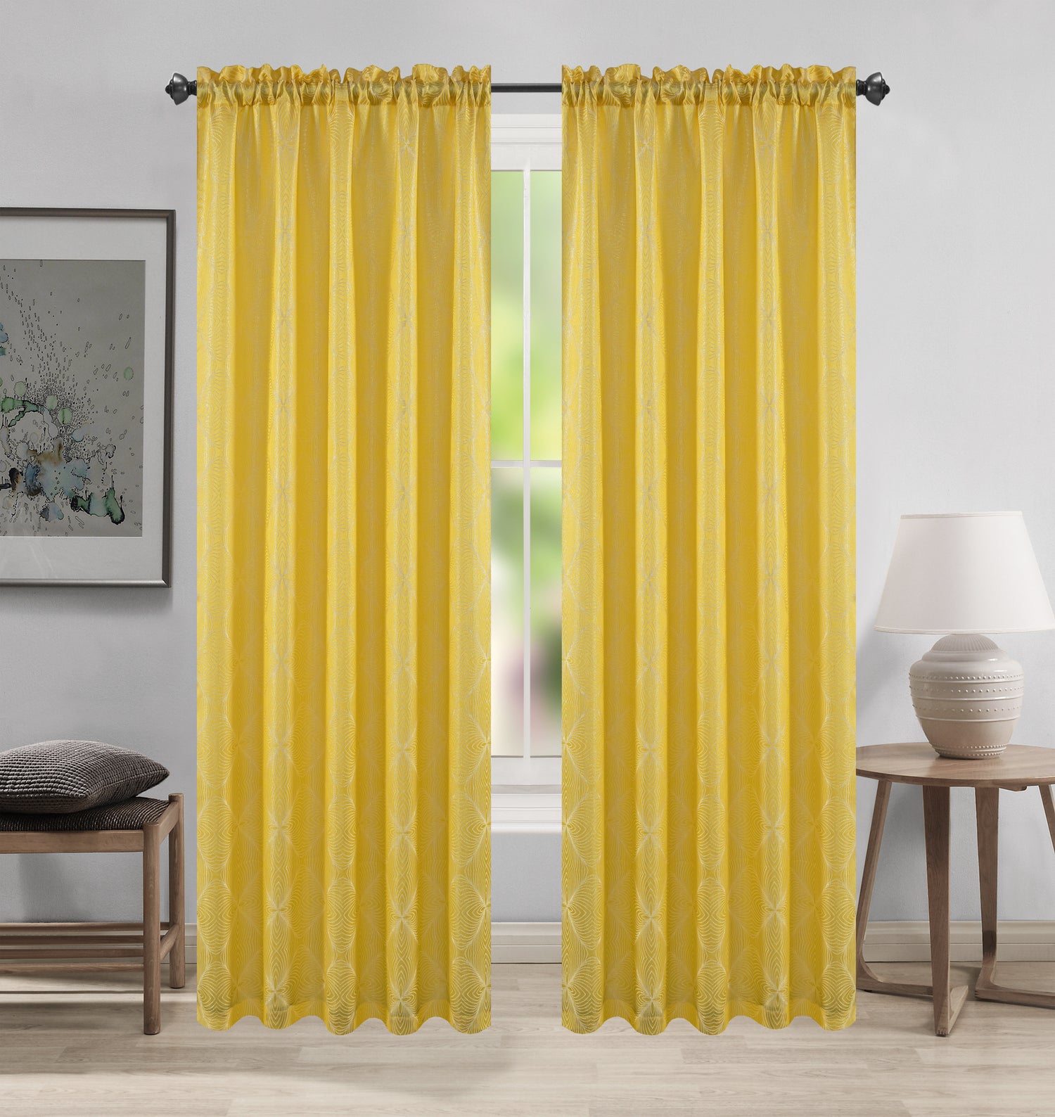 Margo Jacquard Rod Pocket Curtain Panel – 1 Piece (54 x 84 in) - Stylish Curtains