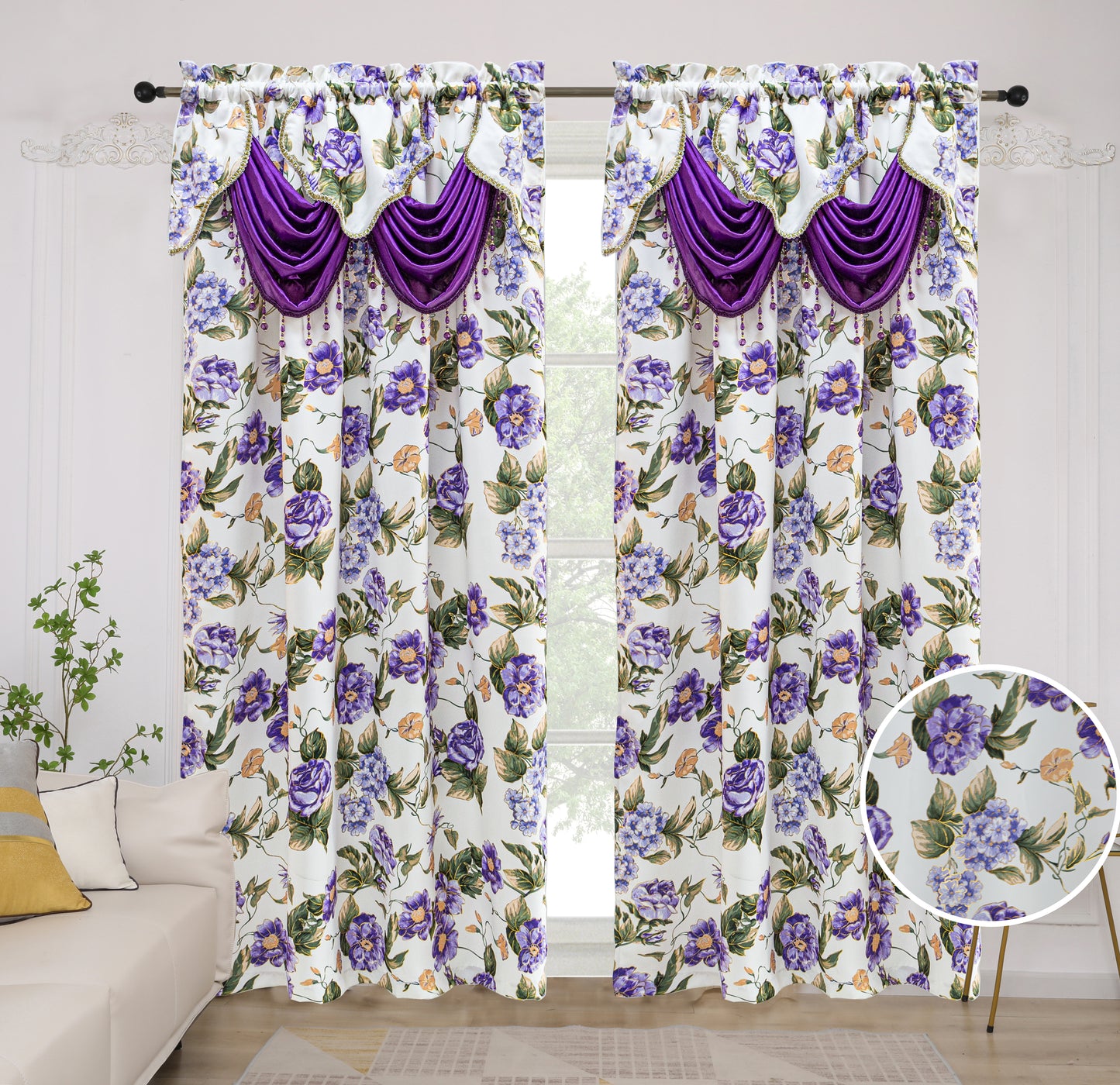 Jamie Rod Pocket Blackout Curtains with Attached Valance - Stylish Curtains