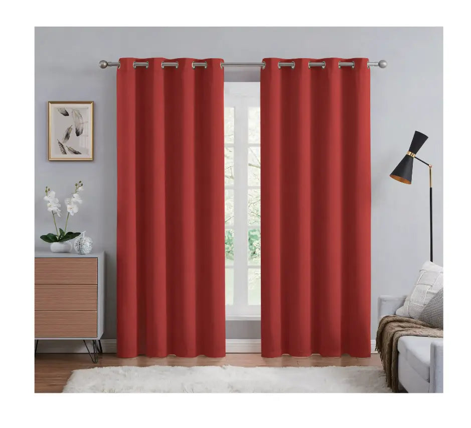 Rama Solid Color Blackout Grommet Curtain Panel | Energy Efficient, Noise Reducing & Light Blocking - Stylish Curtains