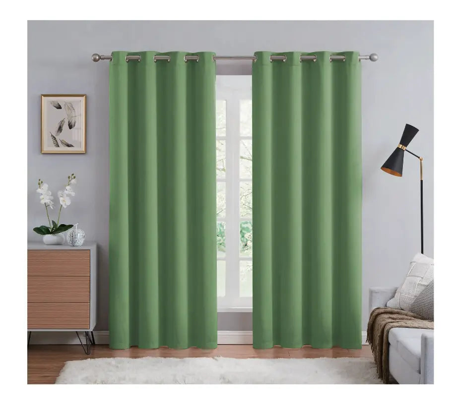 Rama Solid Color Blackout Grommet Curtain Panel | Energy Efficient, Noise Reducing & Light Blocking - Stylish Curtains