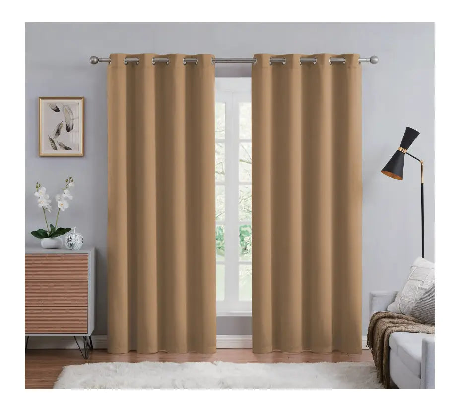 Rama Solid Color Blackout Grommet Curtain Panel | Energy Efficient, Noise Reducing & Light Blocking - Stylish Curtains