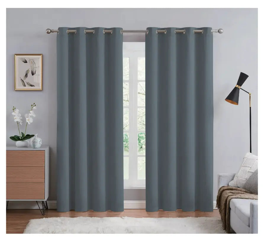 Rama Solid Color Blackout Grommet Curtain Panel | Energy Efficient, Noise Reducing & Light Blocking - Stylish Curtains
