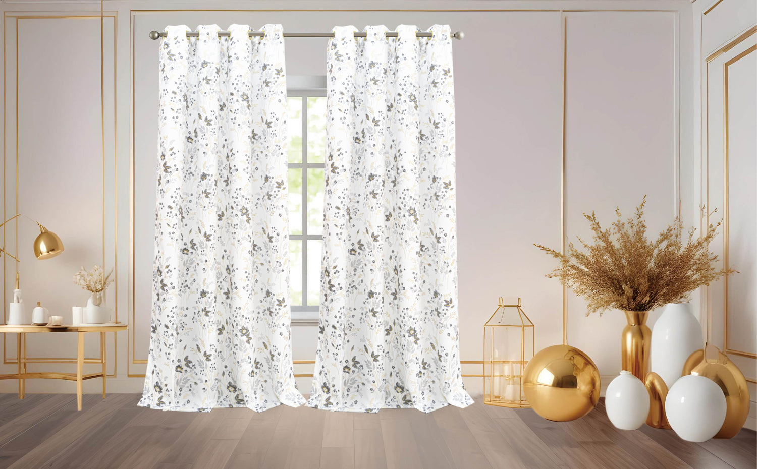 Rhea Floral Grommet Window Curtain - Stylish Curtains
