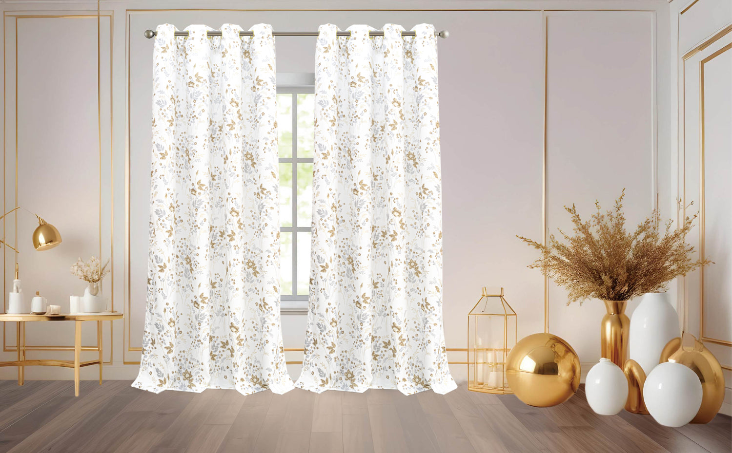 Rhea Floral Grommet Window Curtain - Stylish Curtains