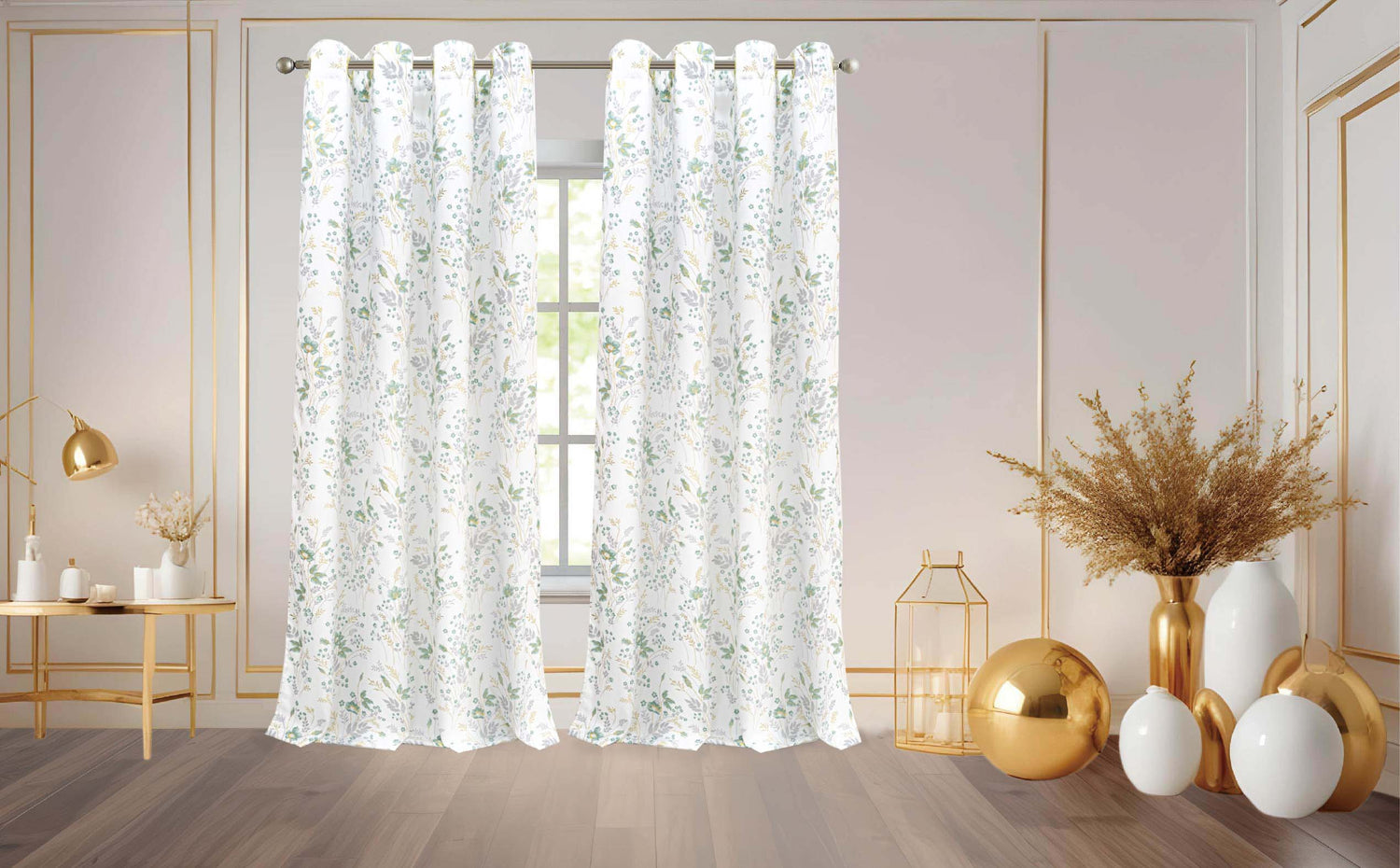 Rhea Floral Grommet Window Curtain - Stylish Curtains