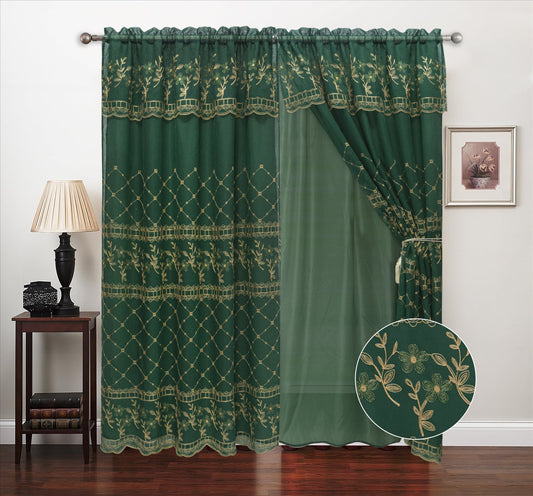 Romona Embroidery Two Layer Valance Curtain – Elegant Embroidered Window Treatment - Stylish Curtains