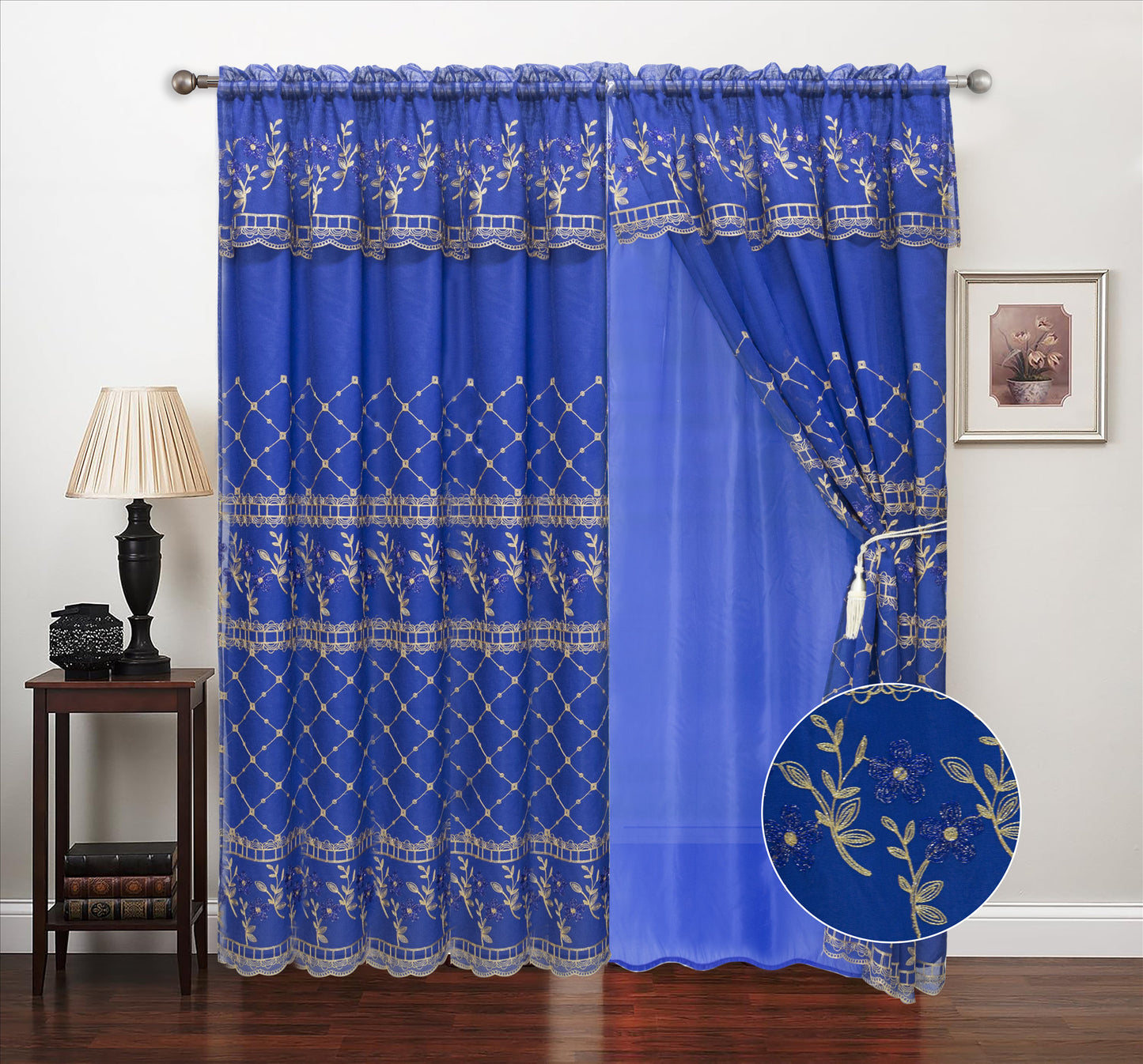 Romona Embroidery Two Layer Valance Curtain – Elegant Embroidered Window Treatment