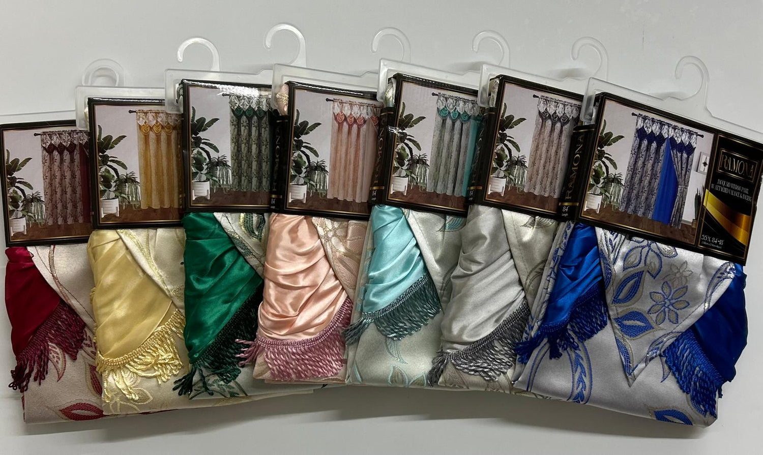 Ramona Jacquard Window Panel With Attached Valance & Backing - Stylish Curtains